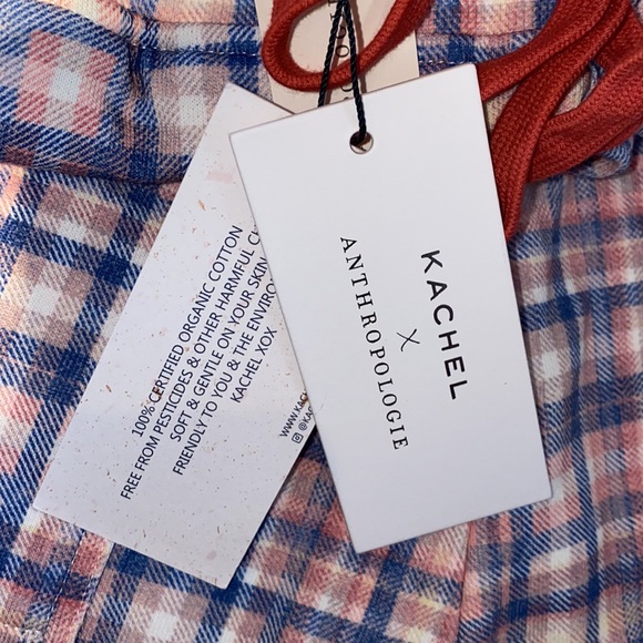 Anthropologie Kachel high waist blue white and pink plaid shorts size S NWT - Picture 11 of 15